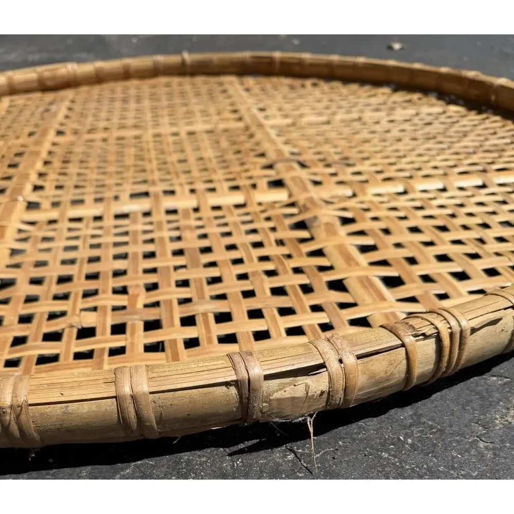Large MCM Mid-Century Shallow Winnowing Basket 33” Vintage 3552-C